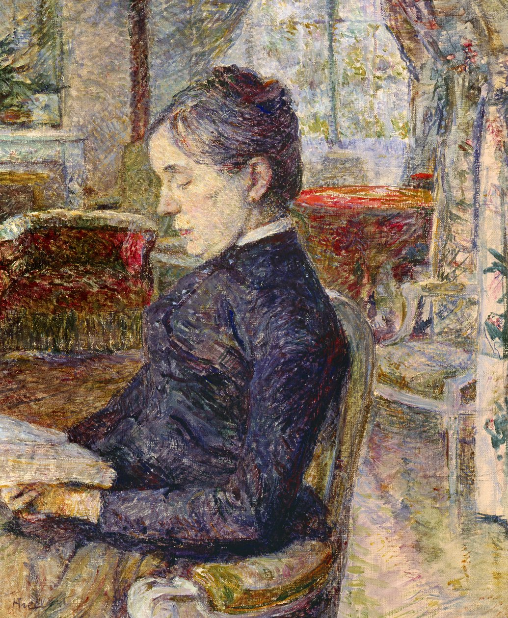 Adele Tapie de Celeyran (1840-1930) grevinde af Toulouse-Lautrec-Monfa i salonen på Chateau de Malrome, 1887 af Henri de Toulouse Lautrec