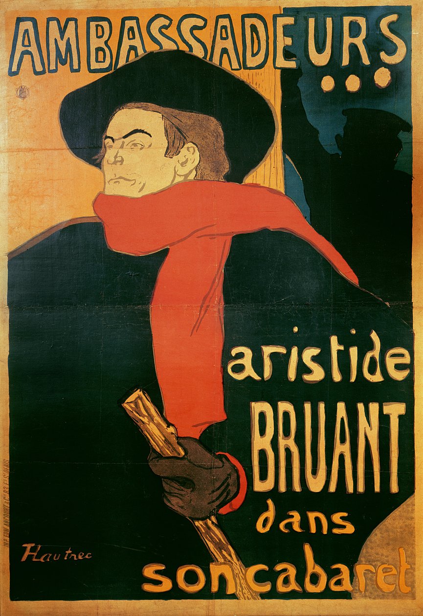Ambassadører: Aristide Bruant, 1892 af Henri de Toulouse Lautrec