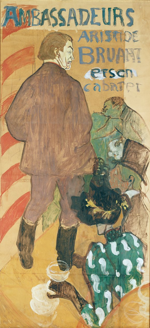Ambassadører, Aristide Bruant og hans kabaret, 1892 (olie på kort) af Henri de Toulouse Lautrec