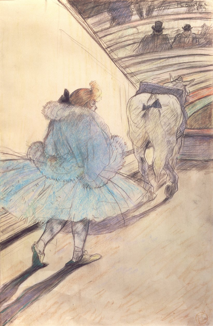 I cirkus, på vej ind i manegen (pastel på papir) af Henri de Toulouse Lautrec