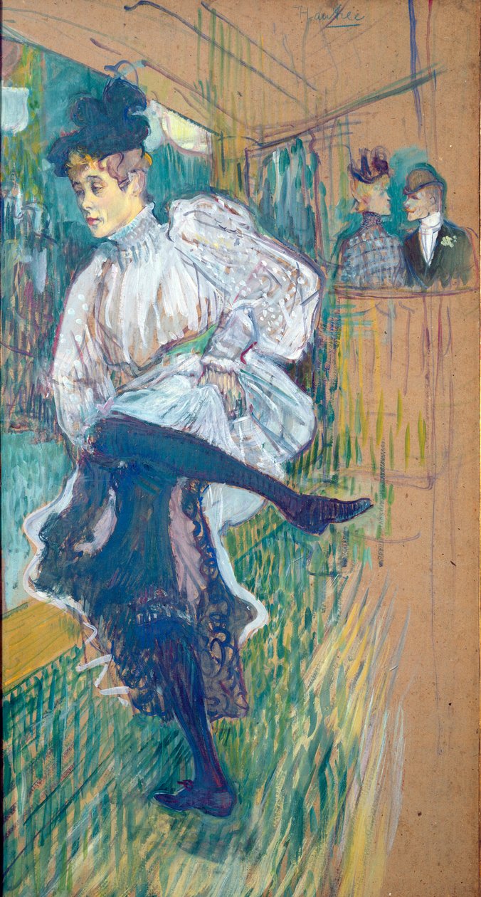 Jane Avril (1868-1943) Dans, ca. 1892 (olie på kort) af Henri de Toulouse Lautrec