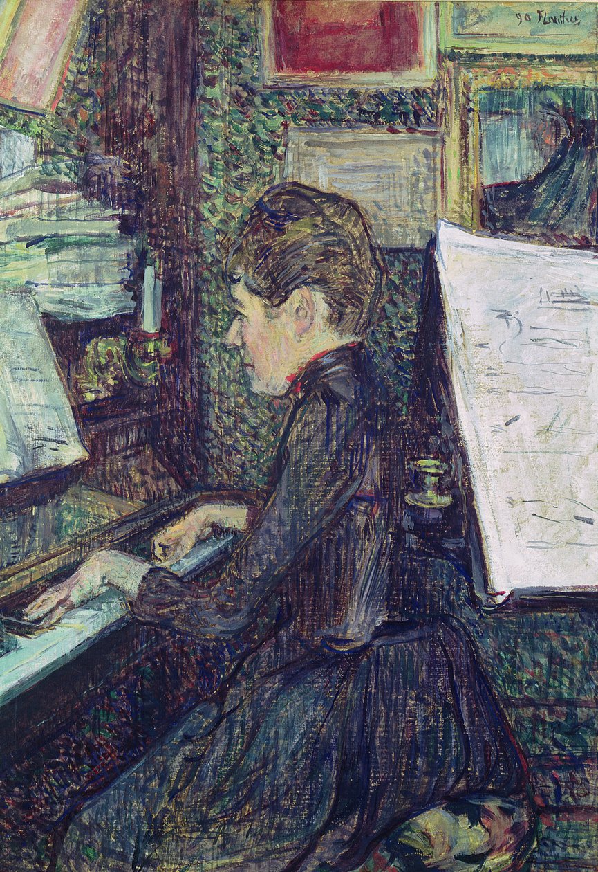 Mademoiselle Dihau (1843-1935) ved klaveret, 1890 af Henri de Toulouse Lautrec
