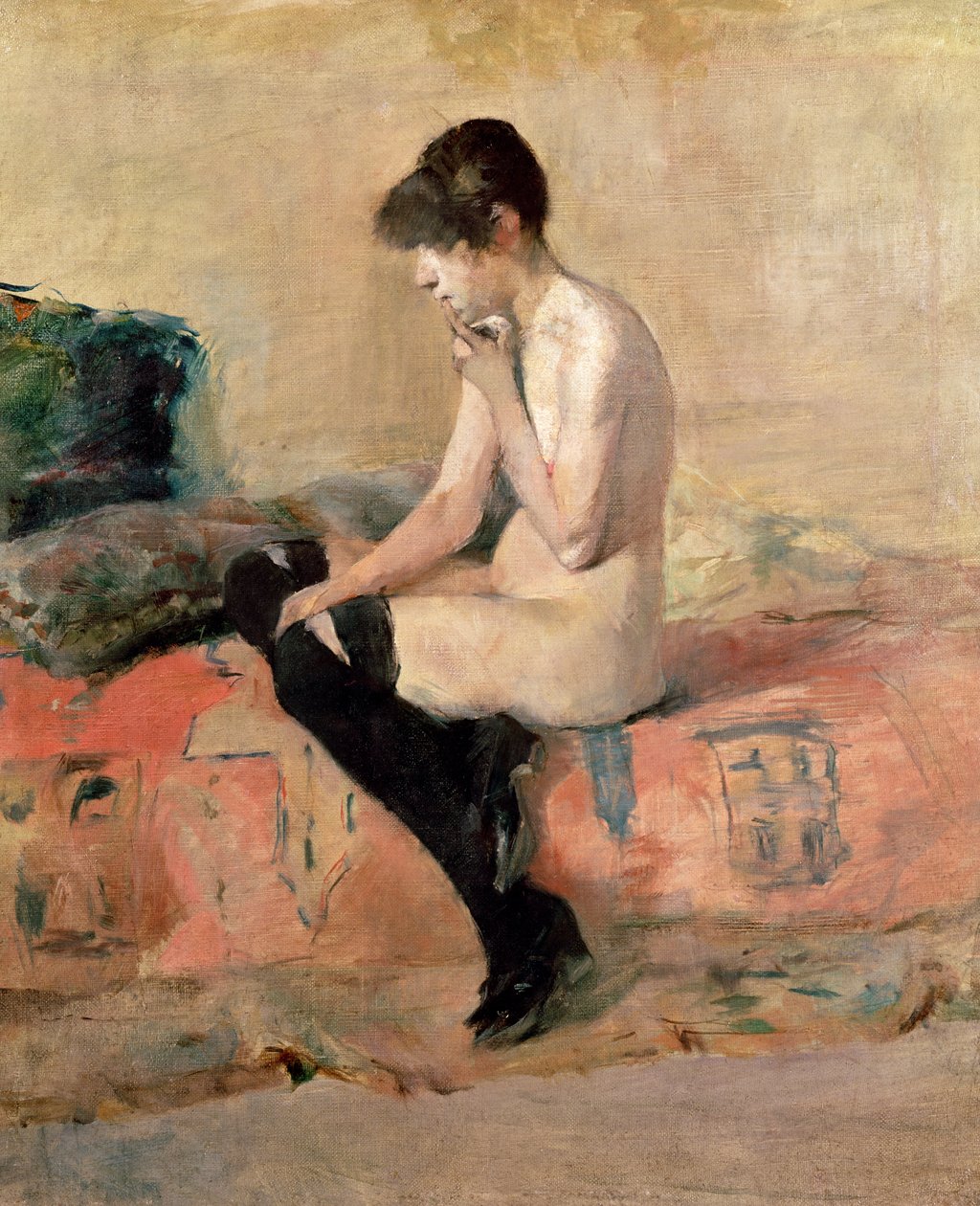 Nøgen kvinde sidder på en divan, 1881 af Henri de Toulouse Lautrec