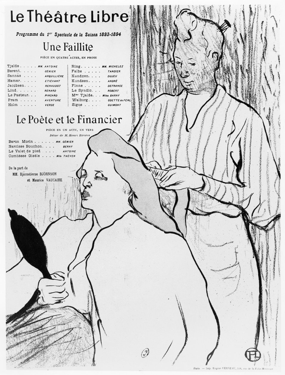 Reklameplakat for stykkerne "Une Faillite" og "Le Poete et le Financier", 1893-94 af Henri de Toulouse Lautrec