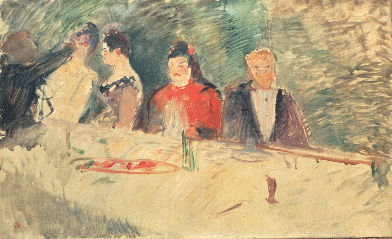 Skitse til "Middagen", 1887 af Henri de Toulouse Lautrec