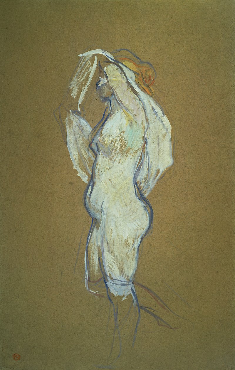 Kvinde løfter sin skjorte, 1896 (olie på pap) af Henri de Toulouse Lautrec