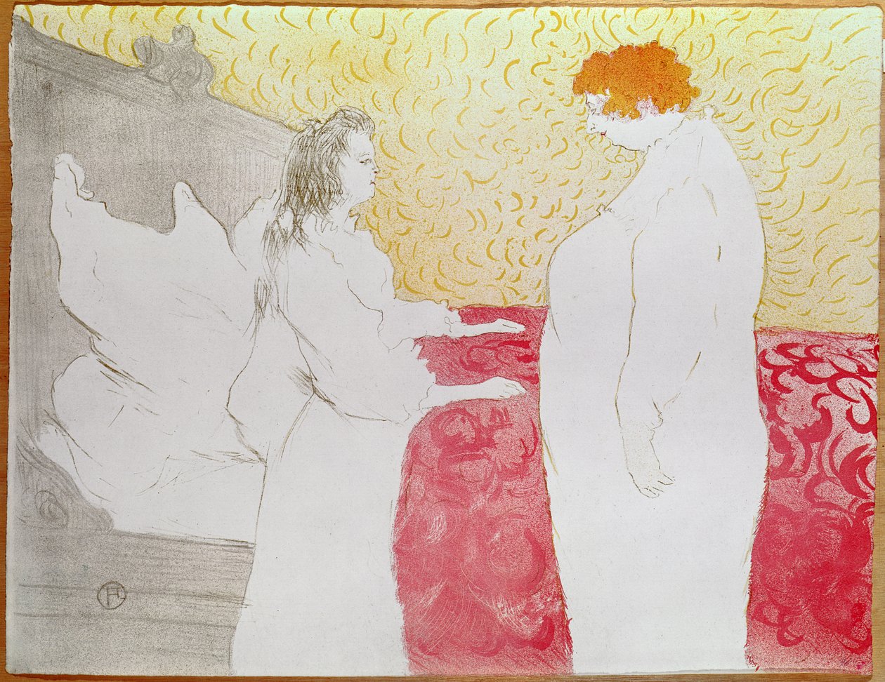 Kvinde i seng, profil - vågner op, 1896 (farvekridt, pensel og litografi, trykt i fire farver) (se også 162032) af Henri de Toulouse Lautrec