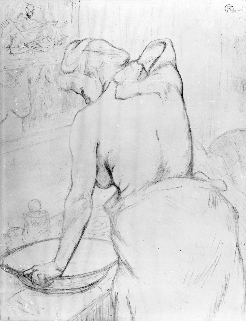 Kvinde vasker sig ved et bassin, 1896 af Henri de Toulouse Lautrec
