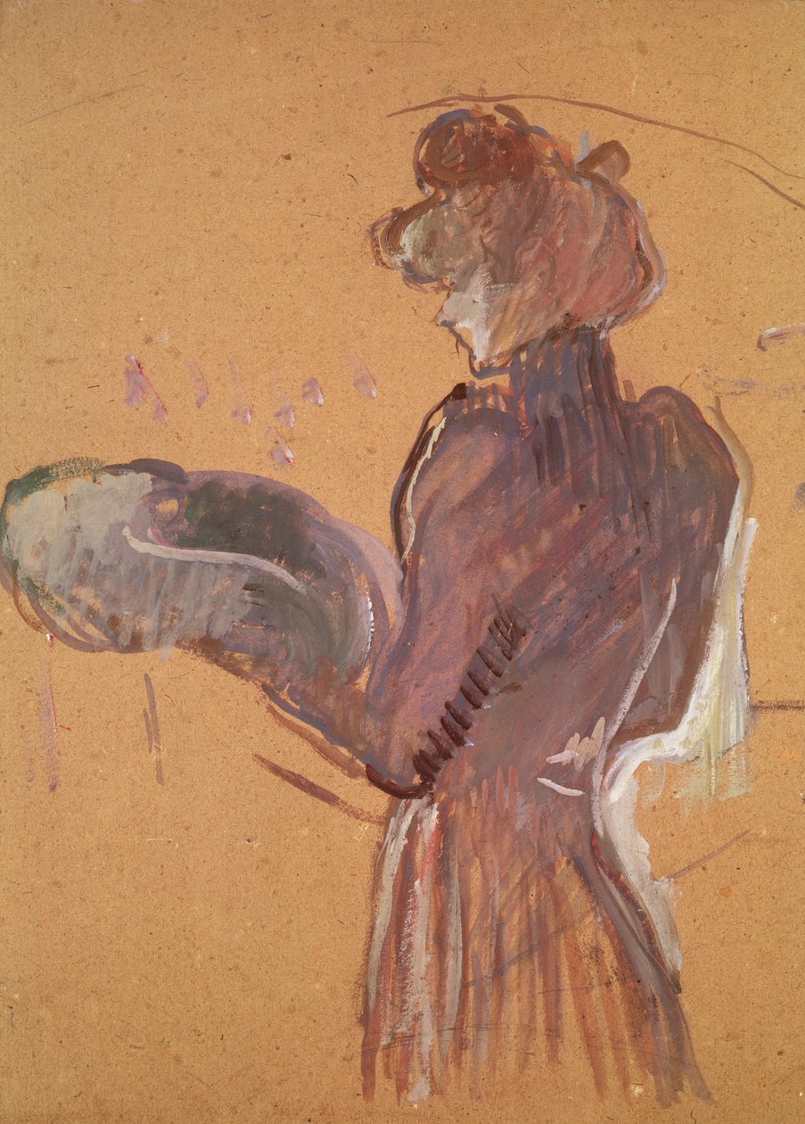 Ung kvinde med en hat (olie og pastel på papir) af Henri de Toulouse Lautrec