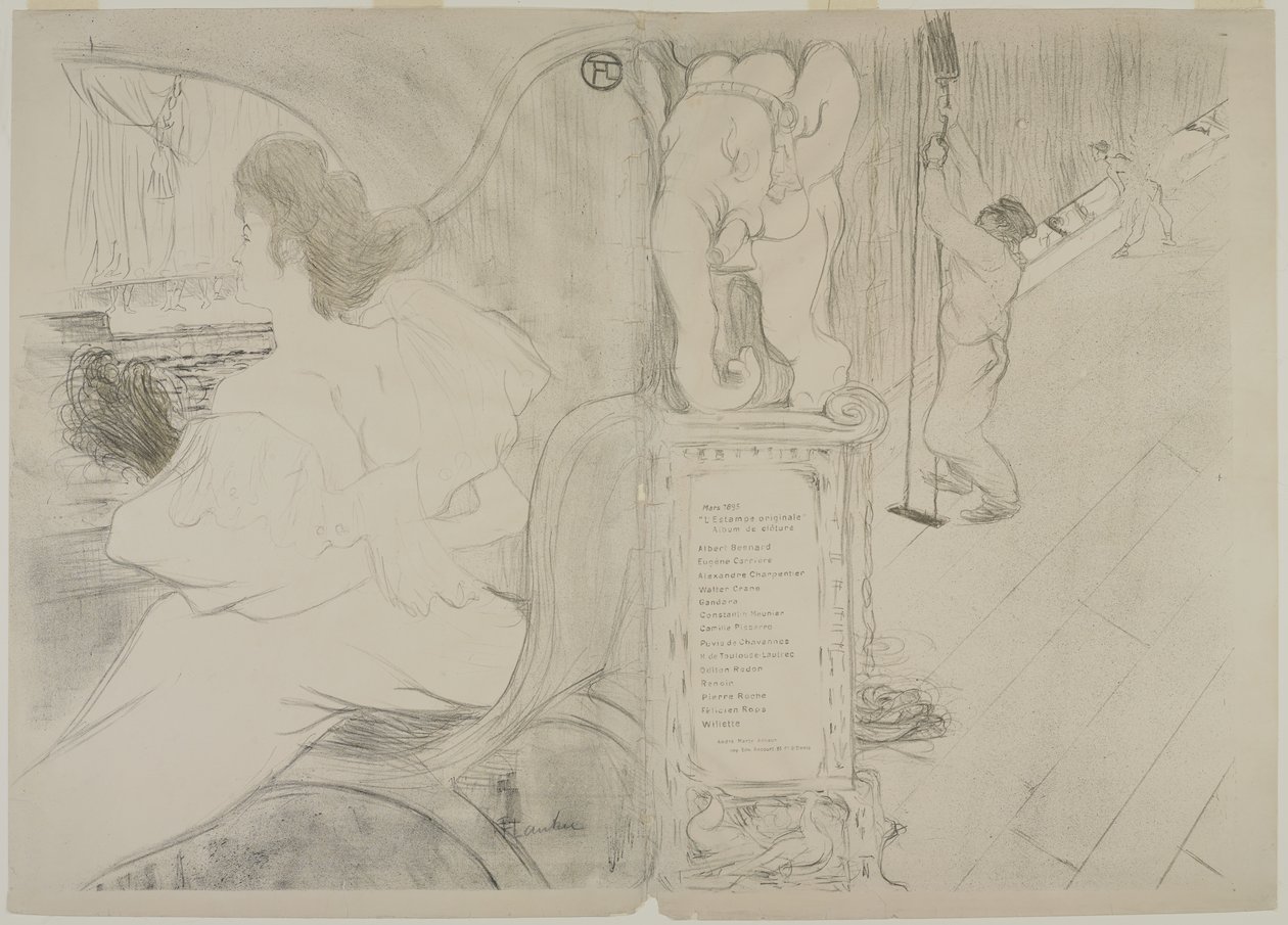 Omslag til originaltryk, 1895 (litho i farve på vævet papir) af Henri de Toulouse Lautrec