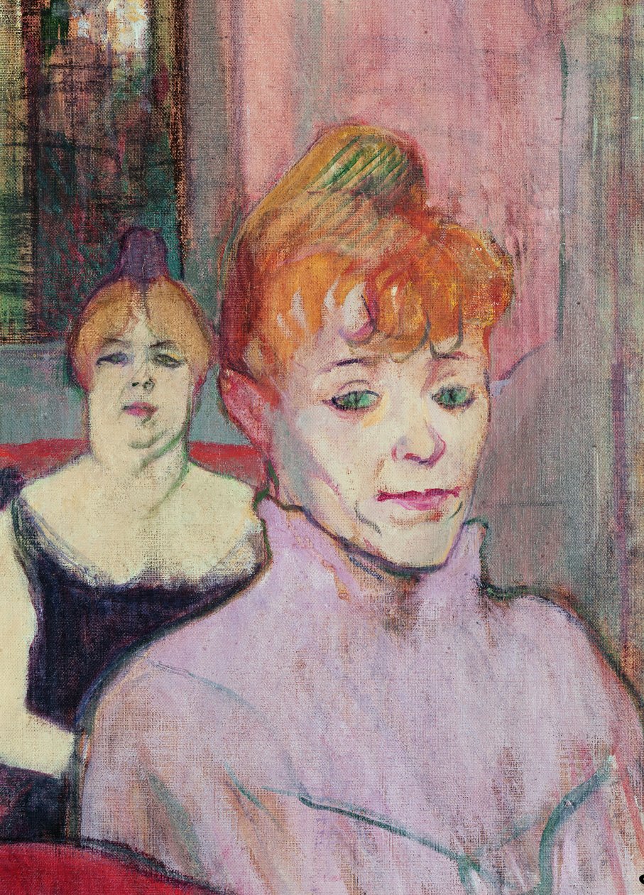I salonen på Rue des Moulins detalje af forgrunden, to kvindehoveder, 1894 olie på lærred af Henri de Toulouse Lautrec