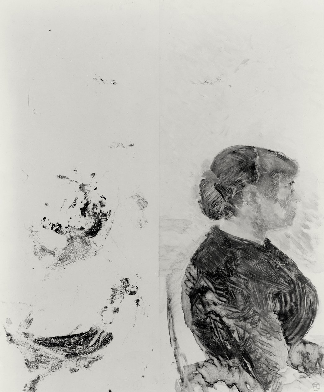 Studie for artillerist og hans kone, 1886 (monotype) af Henri de Toulouse Lautrec