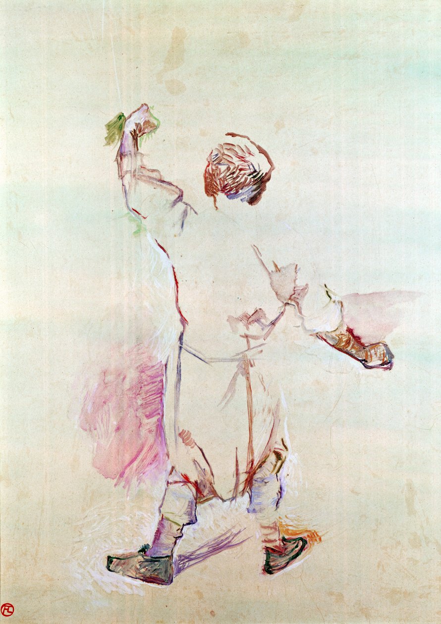 Bagsiden af en mand i en lang skjorte, 1888 (olie på træ) af Henri de Toulouse Lautrec