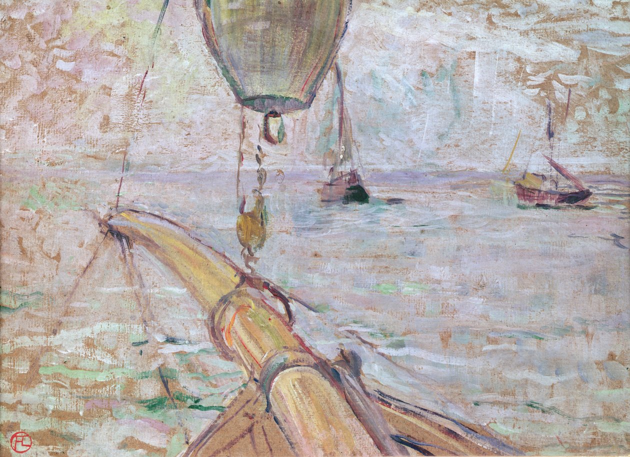 Udsigt over Arcachon fra forsiden af yacht Cocorico, 1889 (olie på træ) af Henri de Toulouse Lautrec