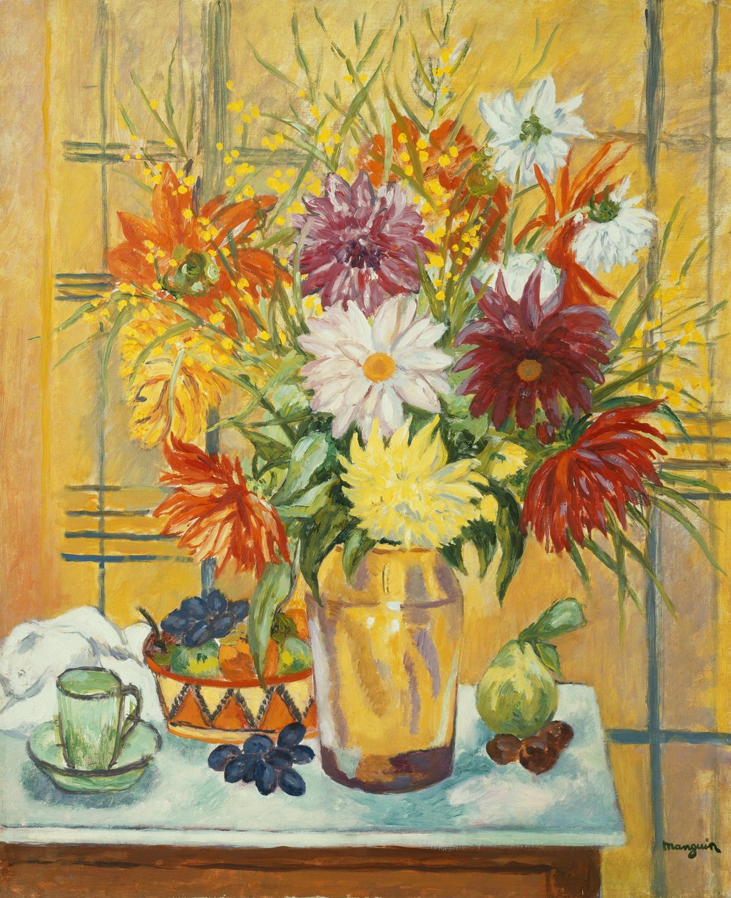 Blomster i en Vase; Blomster i en vase af Henri Charles Manguin