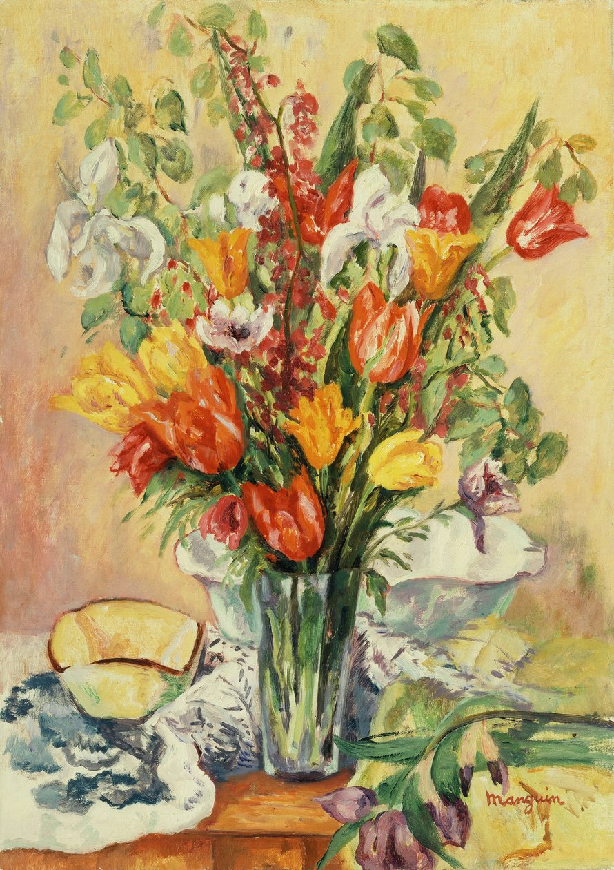 Iris og tulipaner af Henri Charles Manguin
