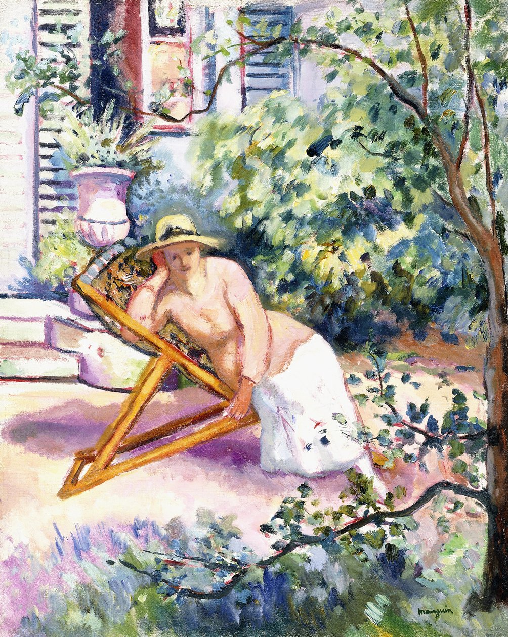 Jeanne i haven ved Neuilly af Henri Charles Manguin