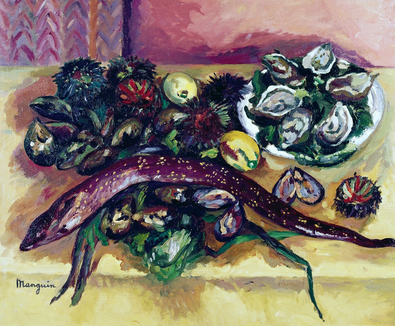 Stilleben med ål, maleri af Henri Charles Manguin (1874-1949). Frankrig, det 20. århundrede. af Henri Charles Manguin