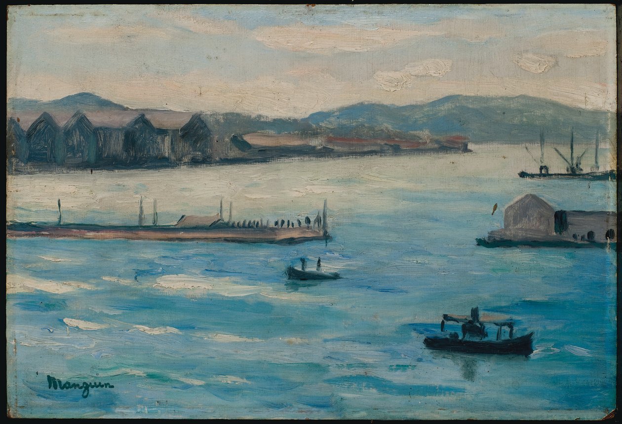Toulon, indsejlingen til havnen af Henri Charles Manguin
