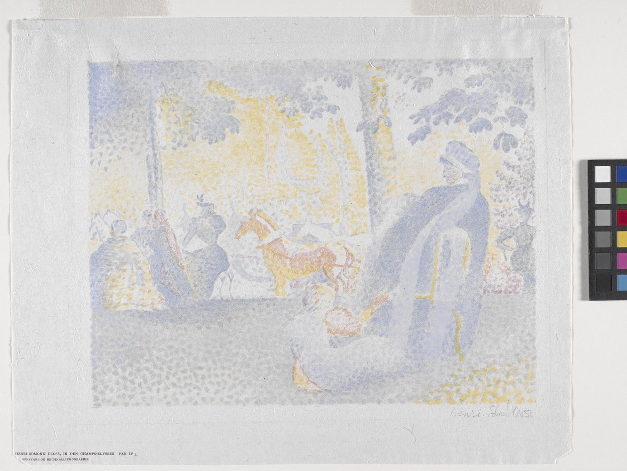 Aux Champs-Elysées (På Champs Elysées) 1898 (farvelitografi) af Henri Edmond Cross