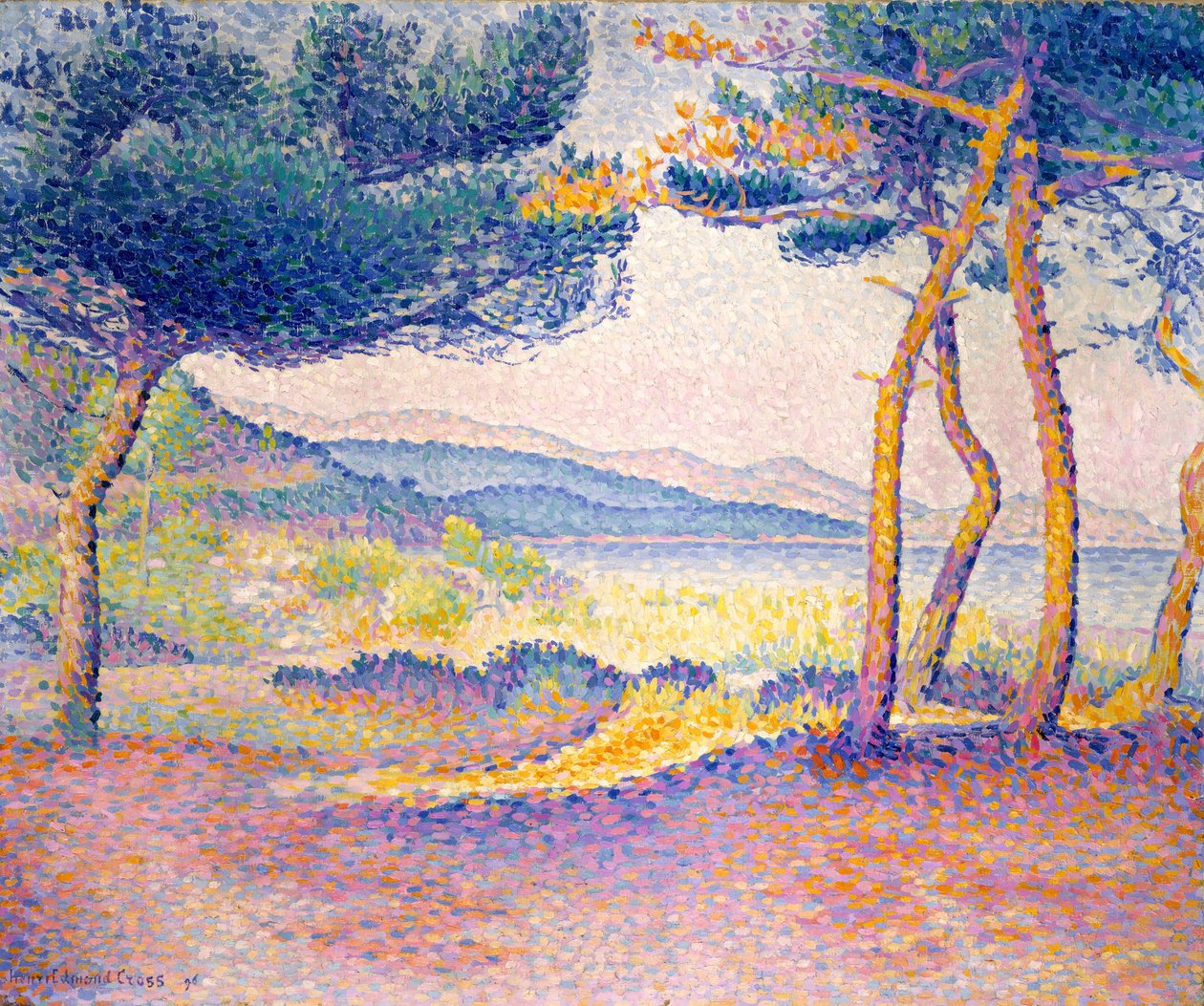 Fyrretræer langs kysten af Henri Edmond Cross