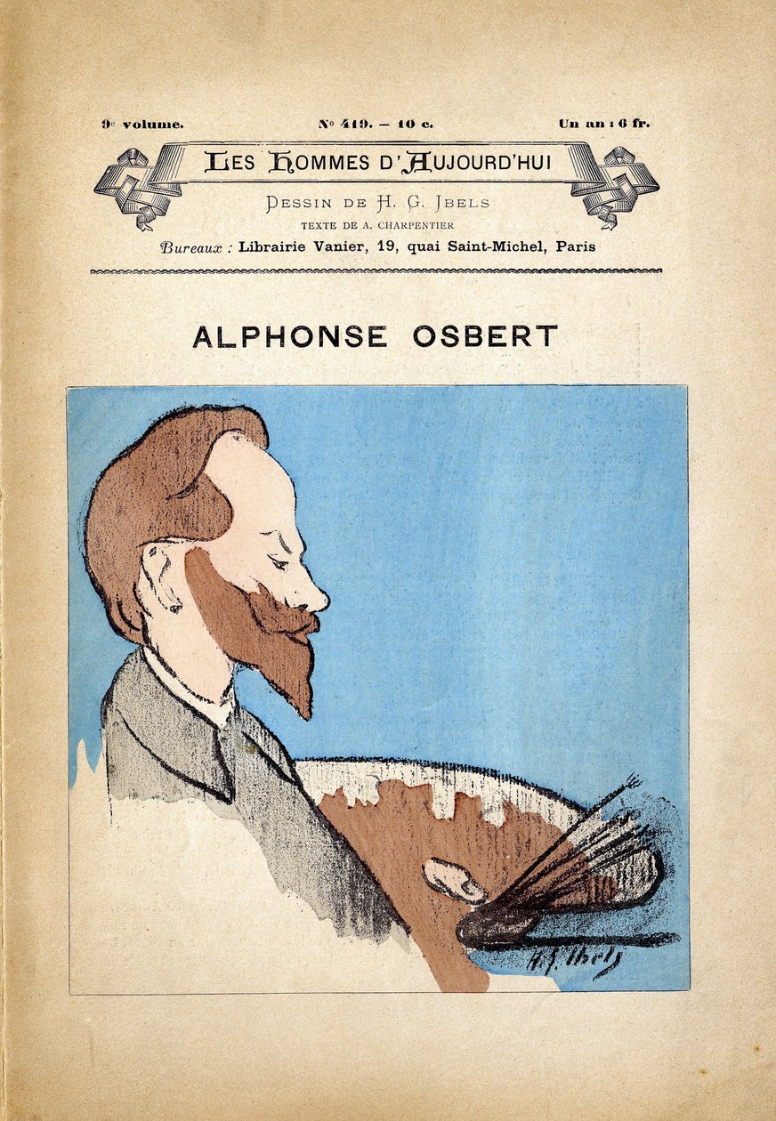 Forside til The Men of Today, nummer 419, illustration af H. G. Ibels (1867-1936): Art - Painters artists, Osbert Alphonse (1857-1939) af Henri Gabriel Ibels