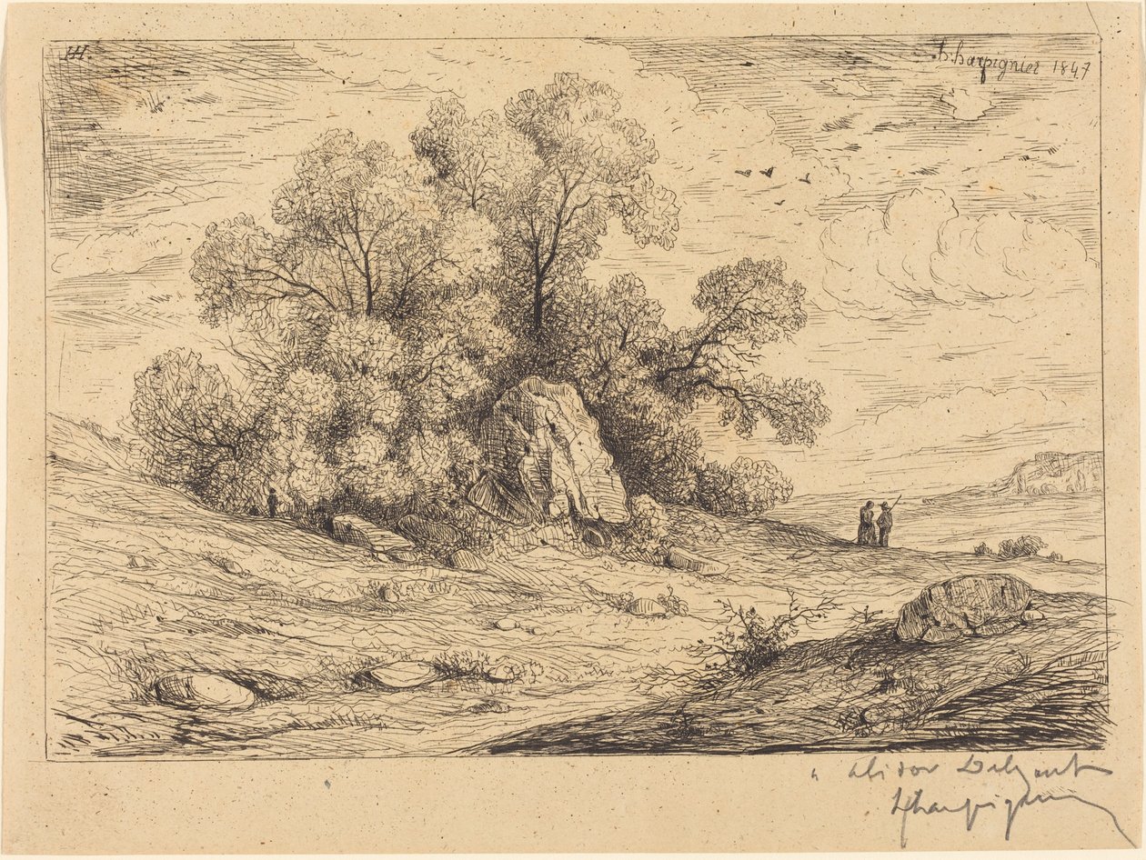 Trægruppe med klipper af Henri-Joseph Harpignies