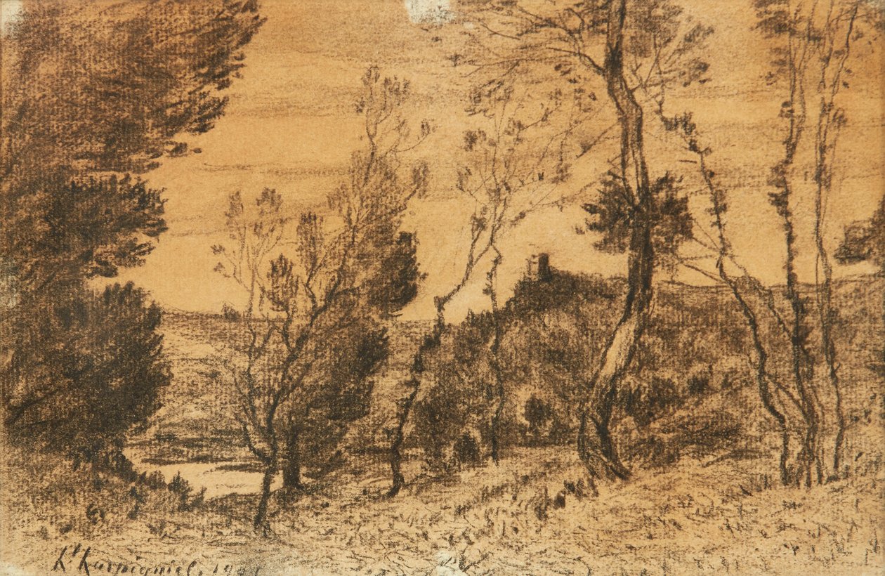 La Futaie (kul) af Henri Joseph Harpignies