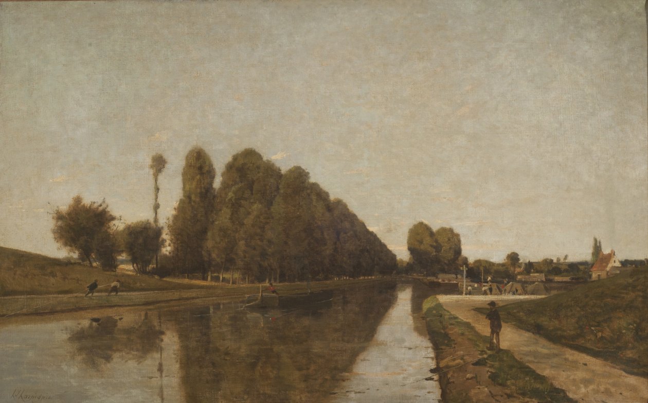 Briare-kanalen (olie på lærred) af Henri Joseph Harpignies