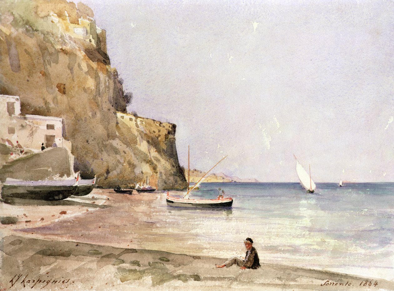 Sorrento havn af Henri Joseph Harpignies