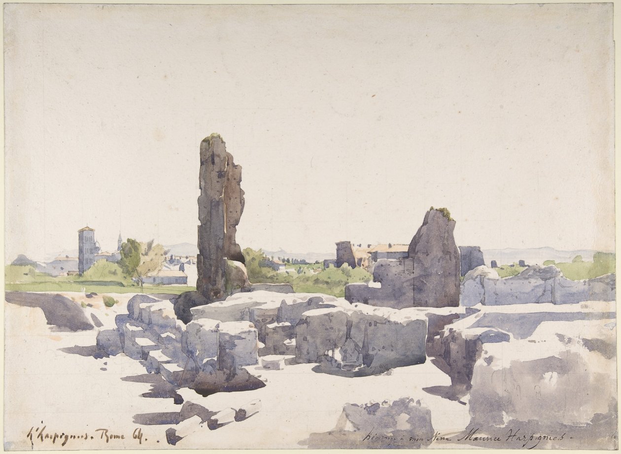 Udsigt over Colosseum fra Domitians basilika og det flaviske palads, Rom af Henri-Joseph Harpignies
