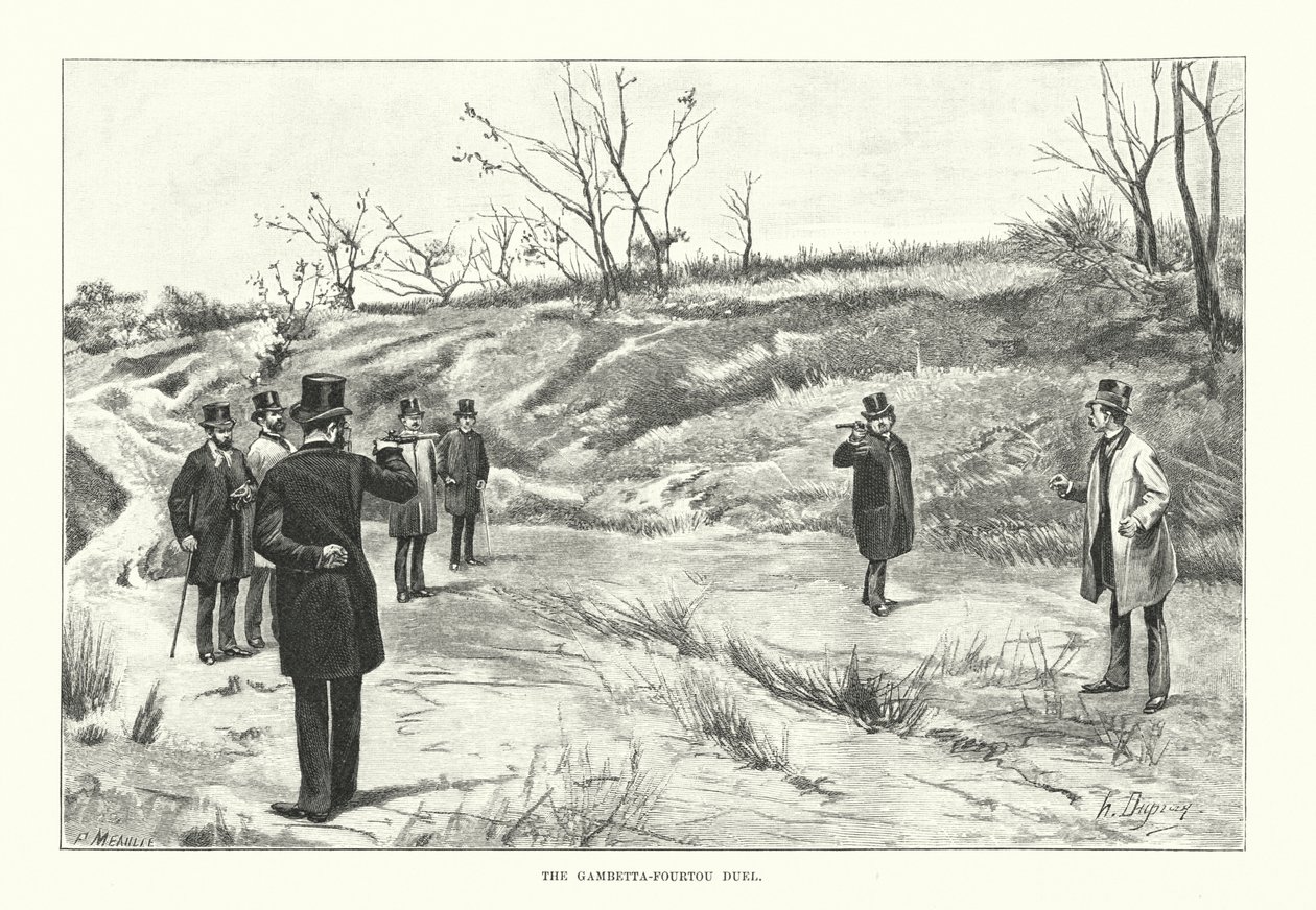 Gambetta Fourtou-duellen (kobberstik) af Henri-Louis Dupray