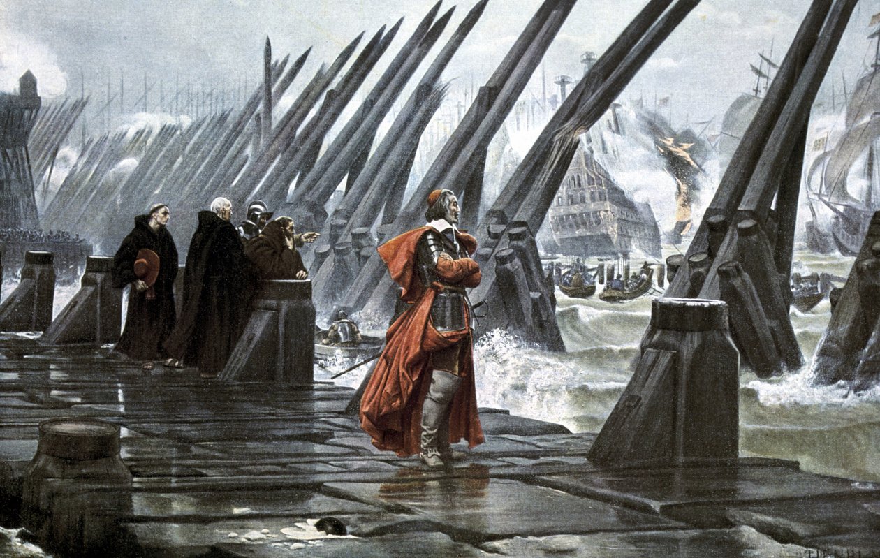 Kardinal Richelieu på havmuren ved La Rochelle af Henri Paul (after) Motte