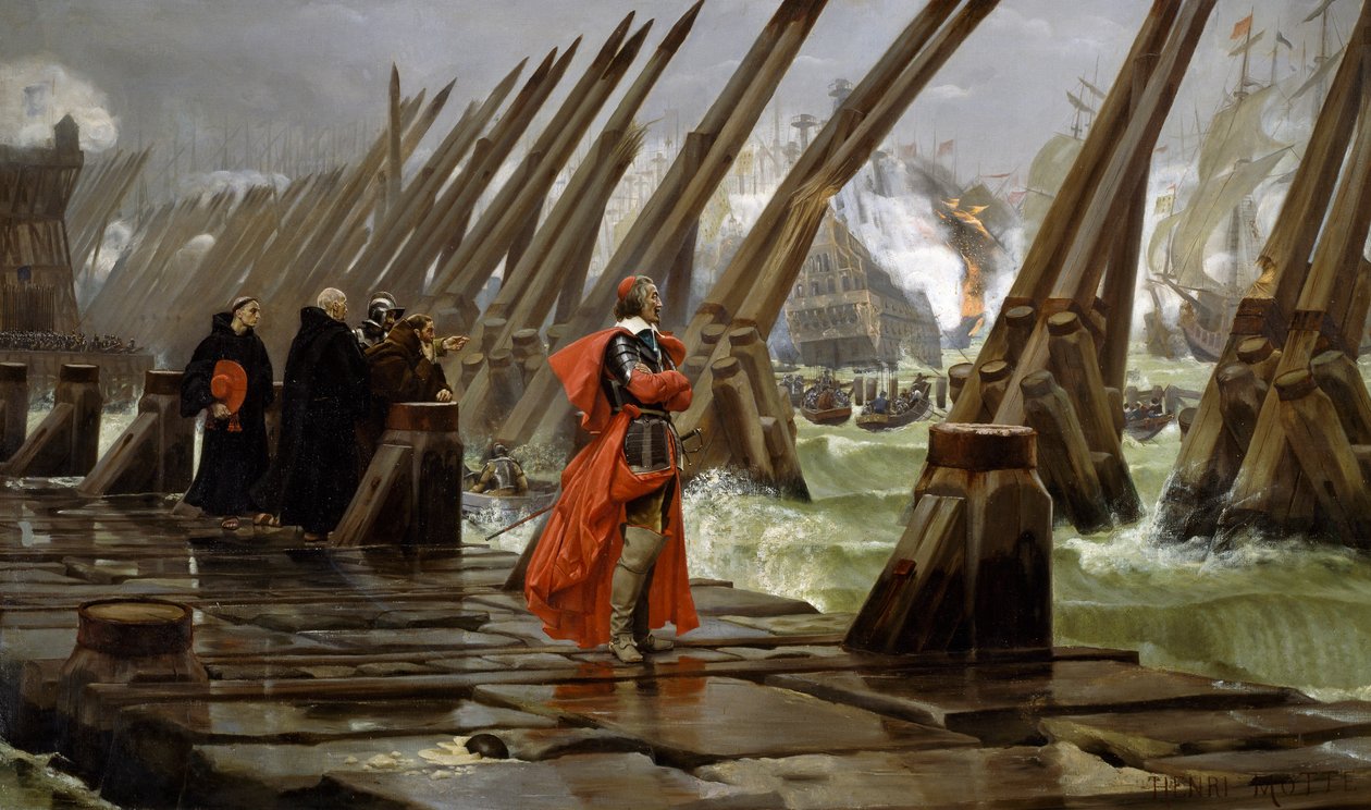 Richelieu (1585-1642) på havmuren ved La Rochelle af Henri Paul Motte
