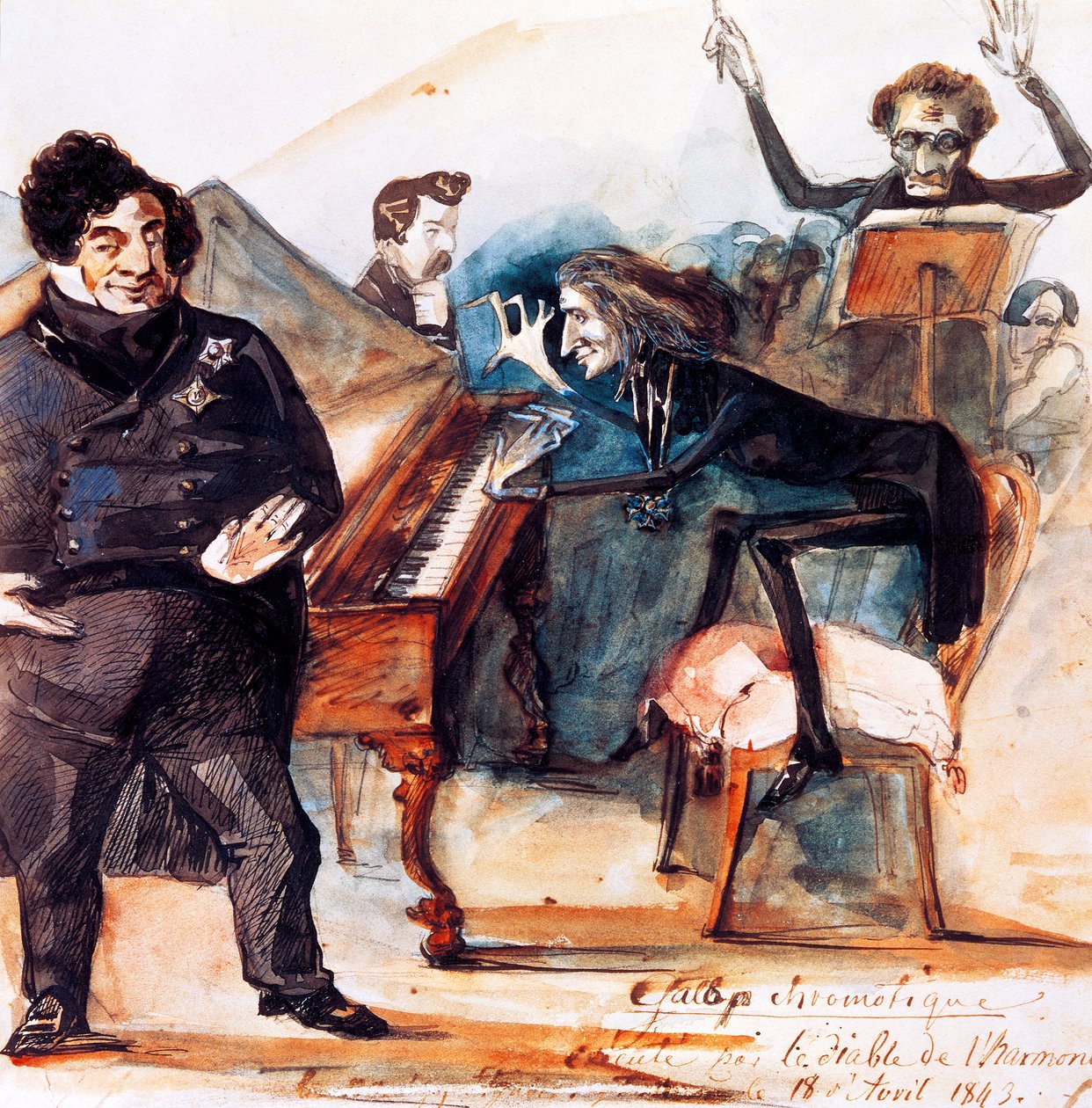 Karikatur af Franz Liszt af Henri (1814-82) Lehmann