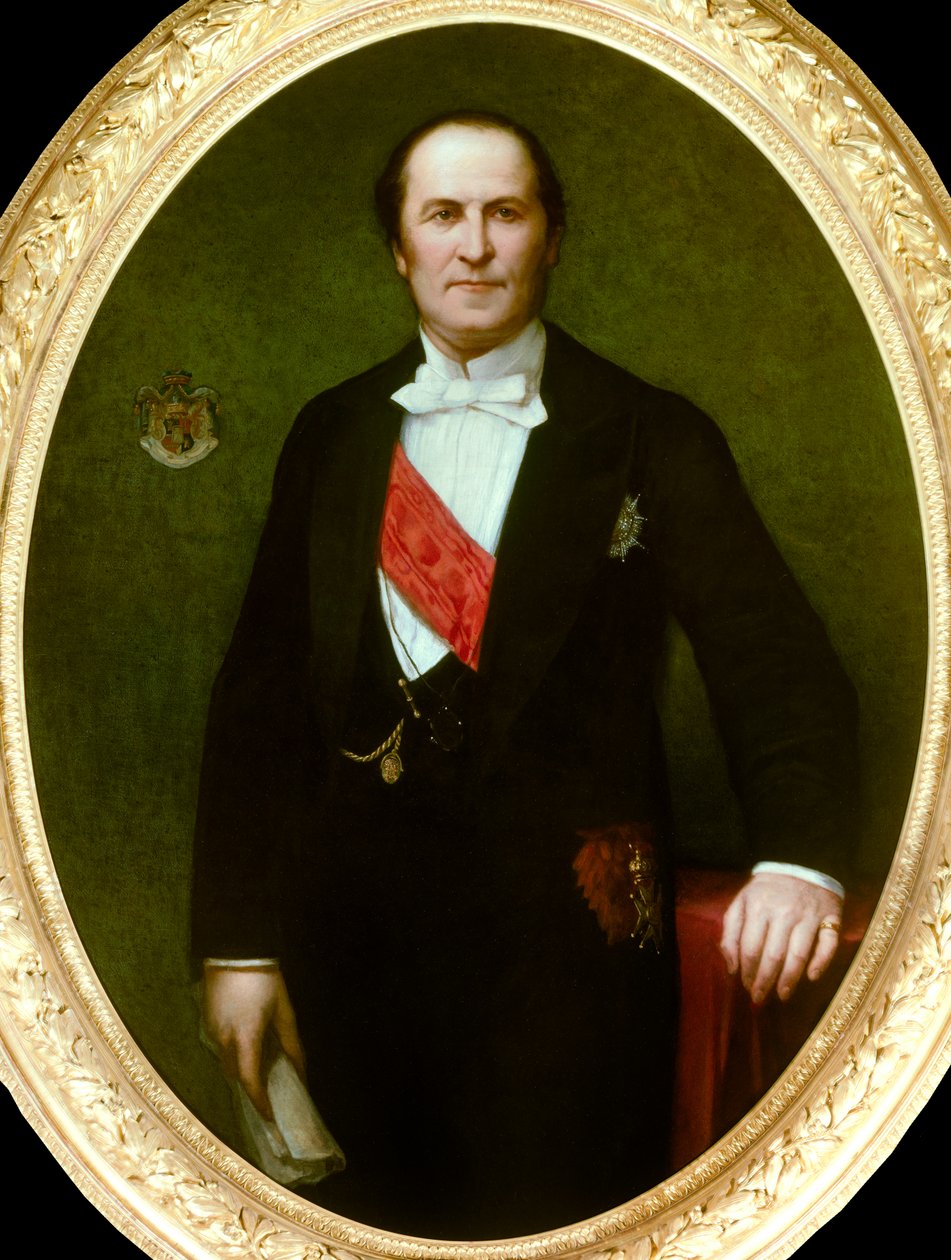 Portræt af baron Eugene-Georges Haussmann, præfet i Paris (1809-1891)” Han var årsagen til de store renoveringsarbejder af byen Paris under det andet imperium. detalje af maleriet af Henri Lehmann (Karl Ernest (Ernst) Rudolf Heinrich Salem dit af Henri Lehmann