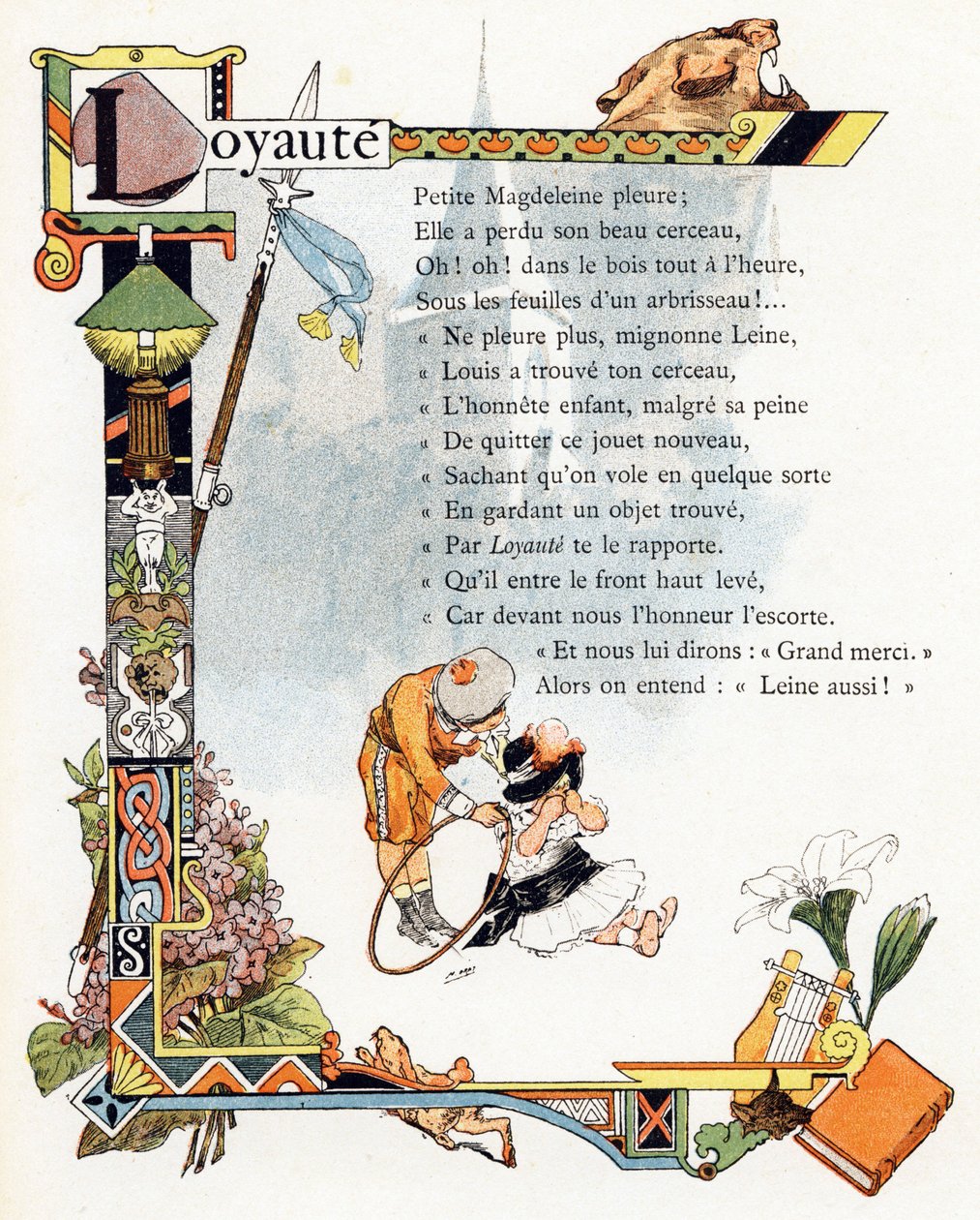 Illustration til "Alfabet af gode eksempler", ca. 1890 (kobberstik) af Henri (1858 1924) Gray