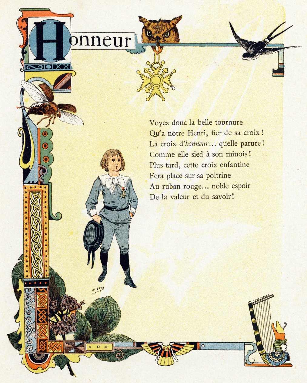 Illustration til "Alfabet af gode eksempler", ca. 1890 (kobberstik) af Henri (1858 1924) Gray