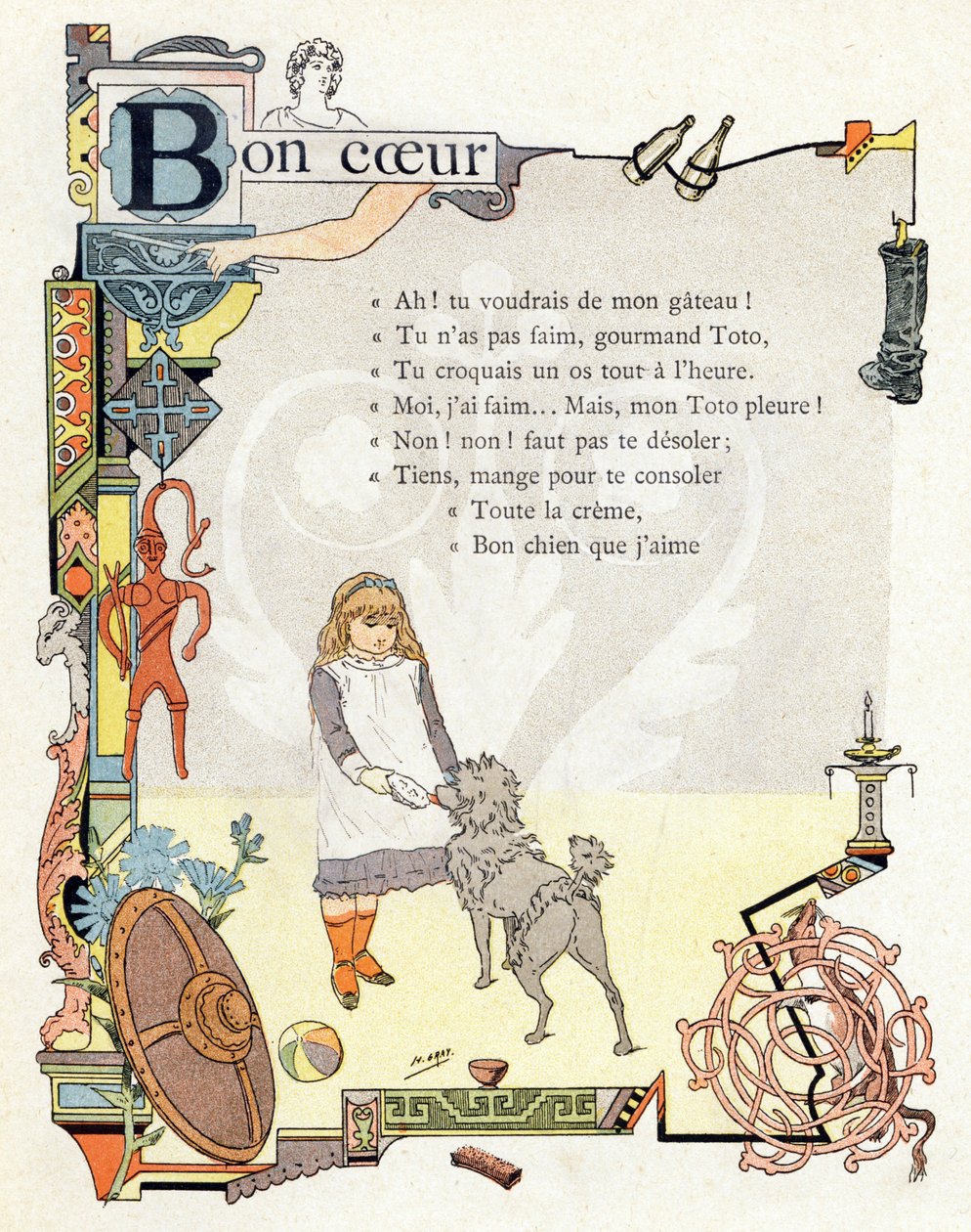 Illustration til "Alfabet af gode eksempler", ca. 1890 (kobberstik) af Henri (1858 1924) Gray