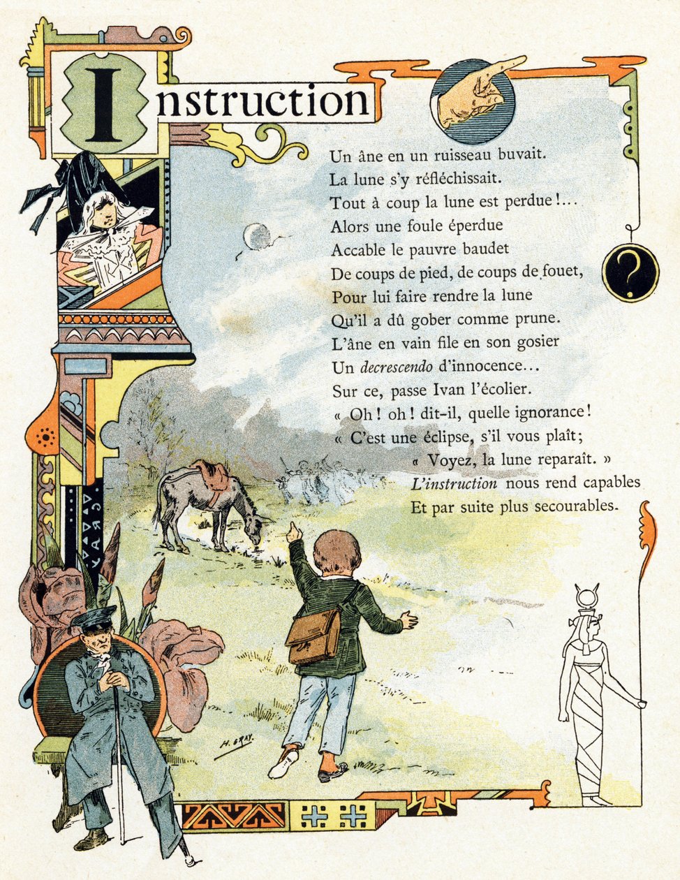 Illustration til "Alfabet af gode eksempler", ca. 1890 (kobberstik) af Henri (1858 1924) Gray
