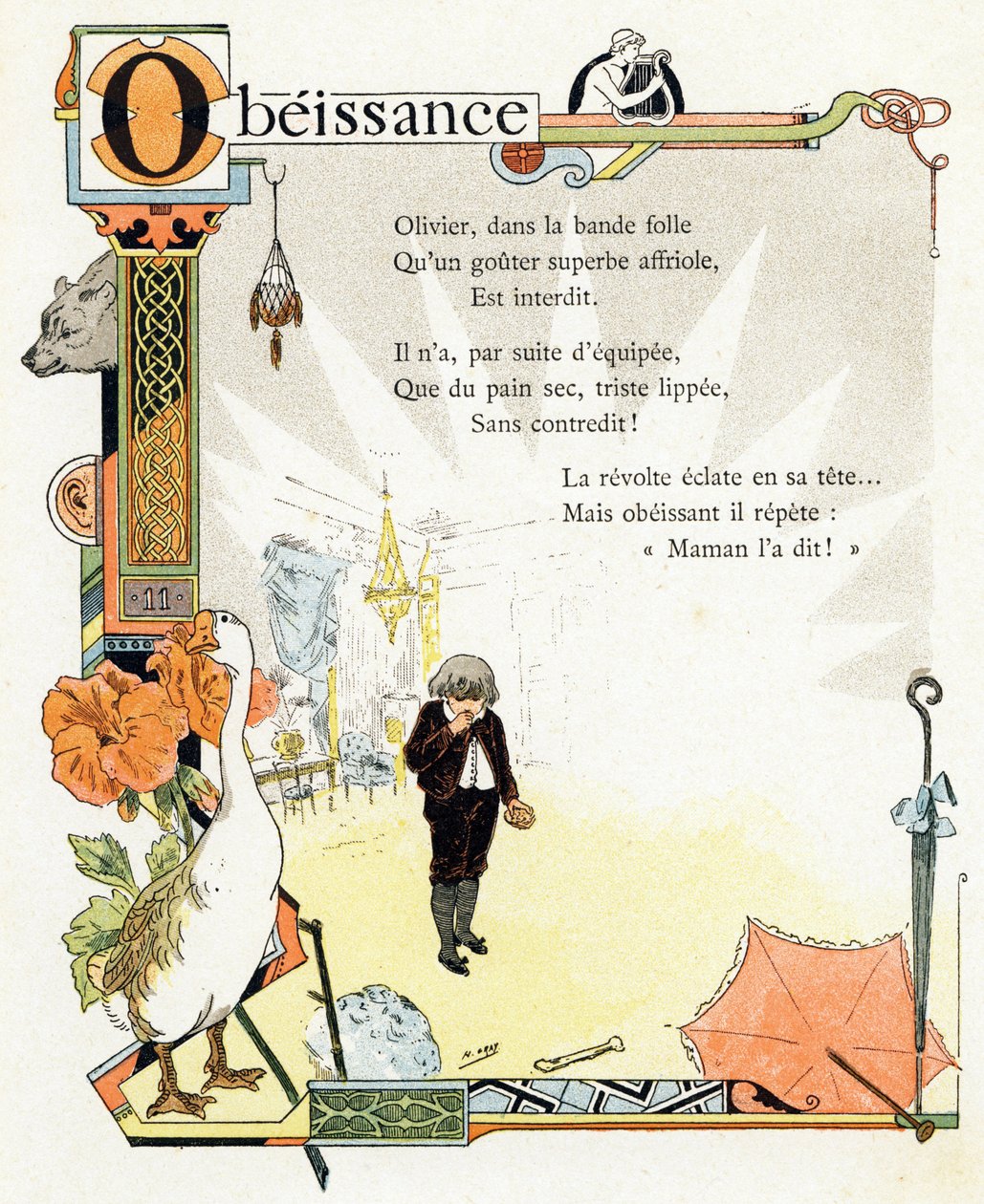 Illustration til "Alfabet af gode eksempler", ca. 1890 (kobberstik) af Henri (1858 1924) Gray