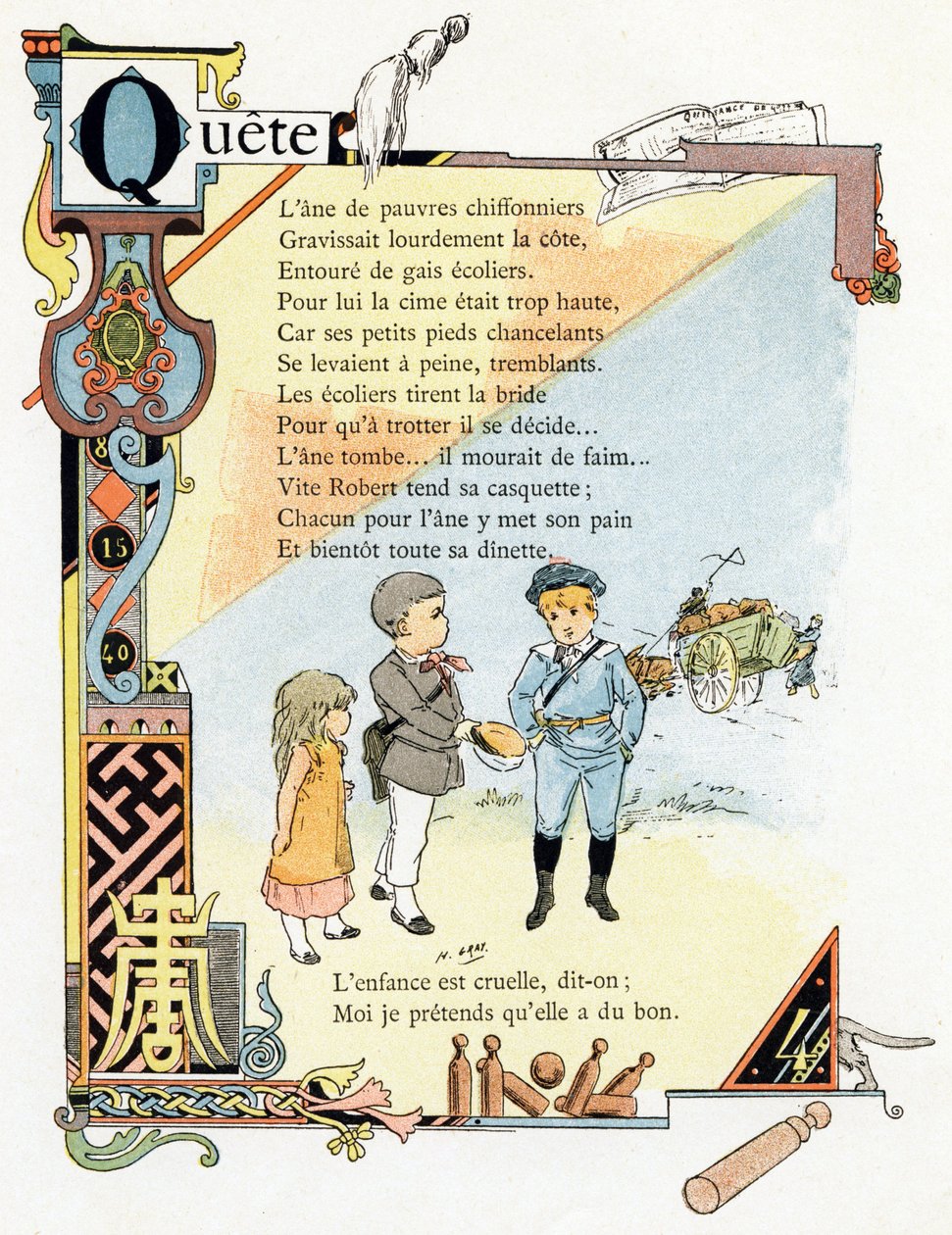 Illustration til "Alfabet af gode eksempler", ca. 1890 (kobberstik) af Henri (1858 1924) Gray