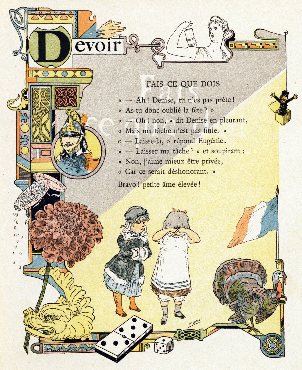 Illustration til "Alfabet af gode eksempler", ca. 1890 (kobberstik) af Henri (1858 1924) Gray