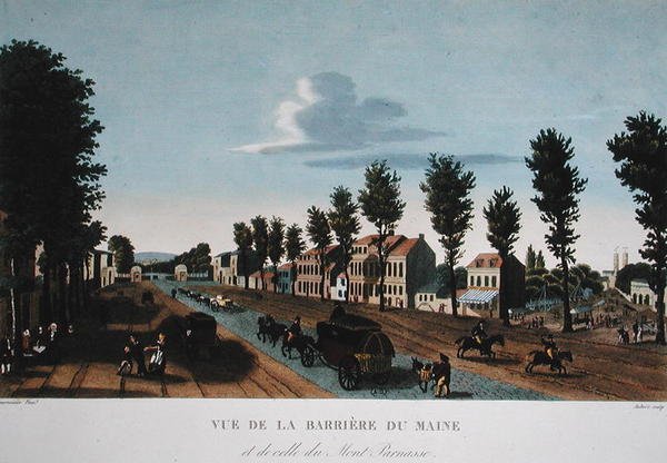 The Barriere du Maine, ca. 1815-20 (farvegravering) af Henri (after) Courvoisier Voisin