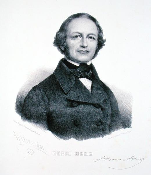Henri Herz (1803-88) (gravering) af Henri (after) Grevedon