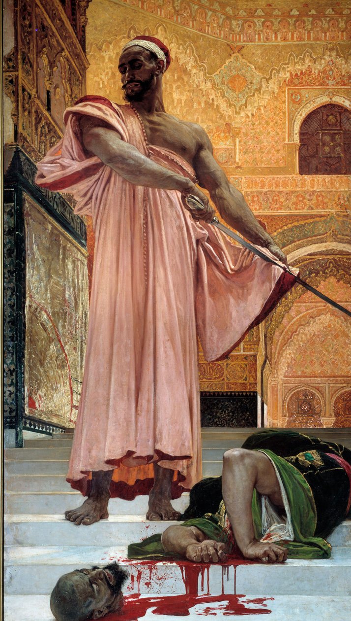 Henrettelse uden rettergang under de mauriske konger. Bøddelen skærer hovedet på den skyldige. Maleri af Henri Regnault (1843-1871) 1870 søn. 3,02x1,46 m Paris, musee d