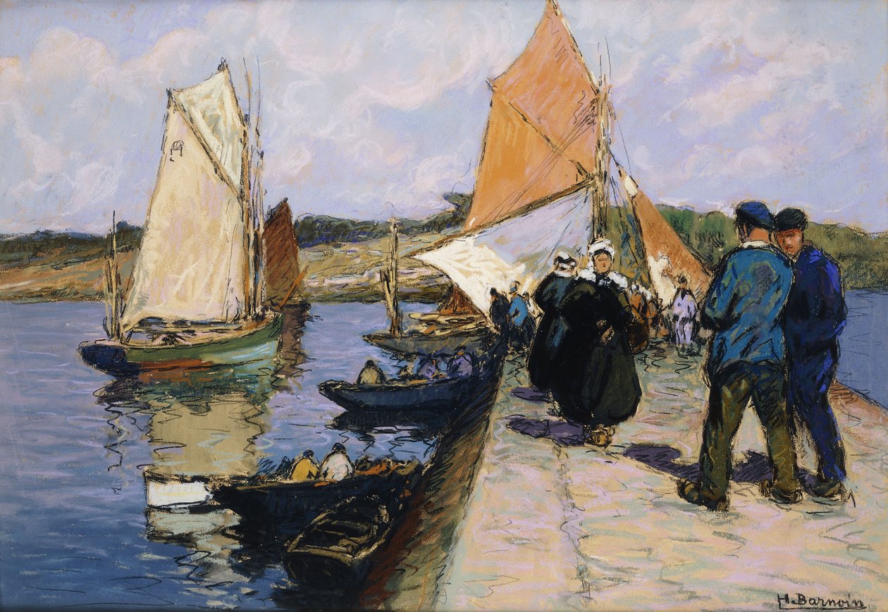 Fiskere på en kajkant af Henri Alphonse Barnoin