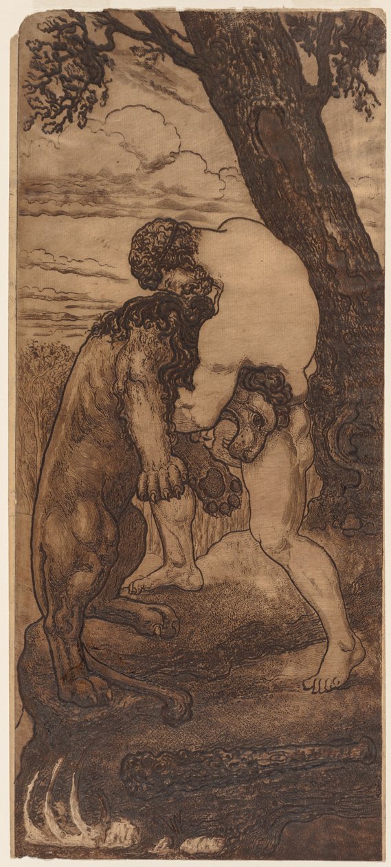 Hercules og Nemean Lion, ca. 1898. af Henri Arthur Lefort des Ylouses