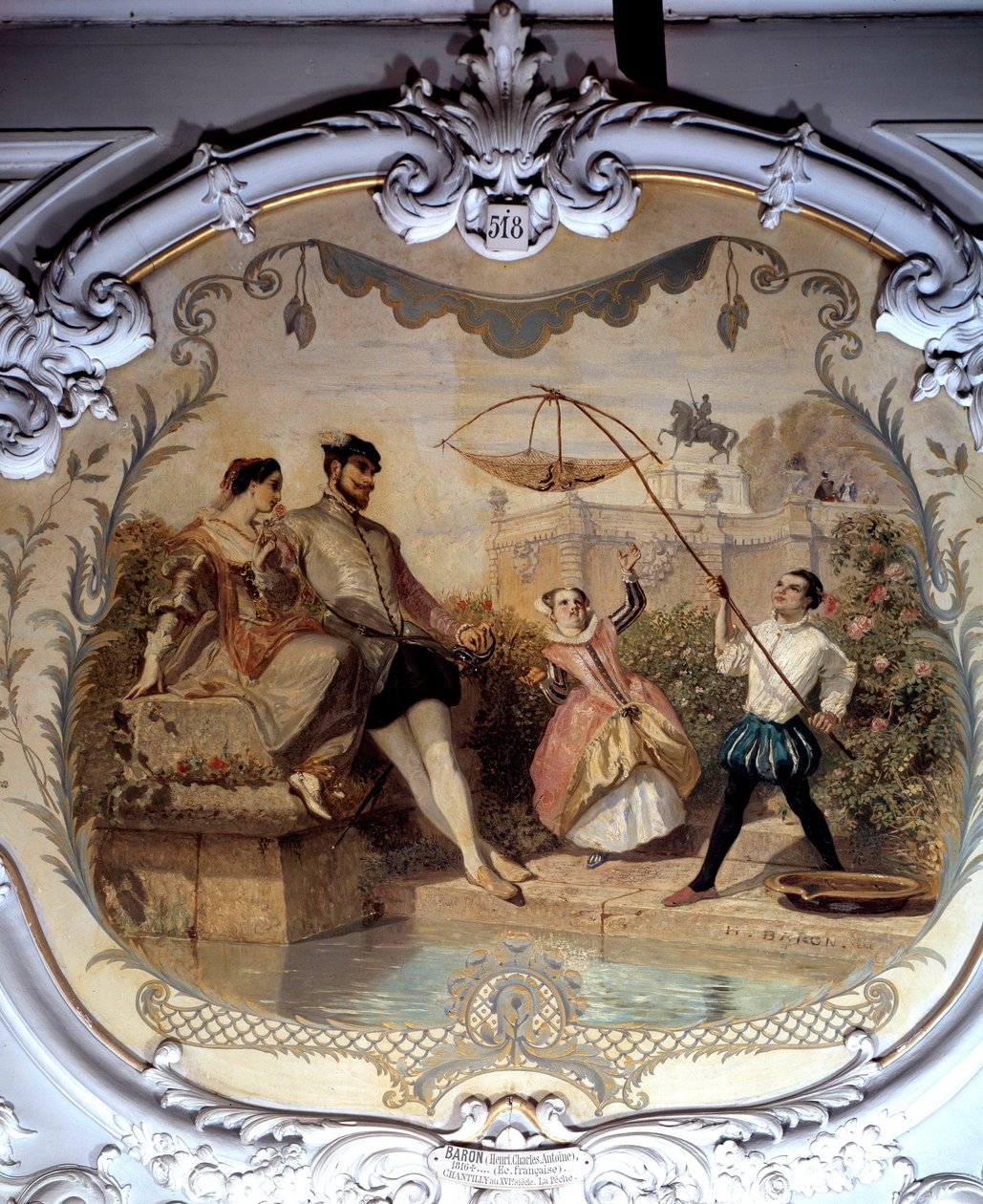 Fiskescene ved Chantilly Castle Maleri af Henri Baron (1816-1885) 1846 Søn. 0,97x1,14 m Chantilly, Musee Conde af Henri Baron