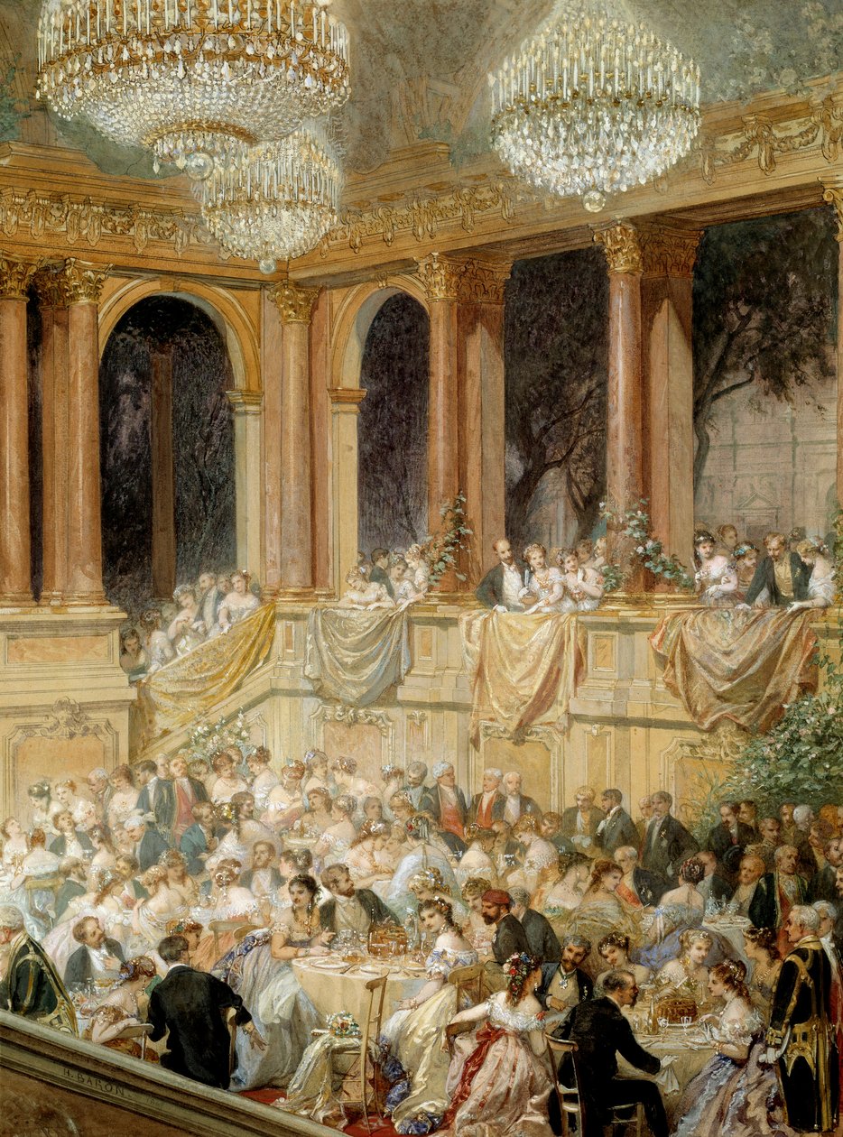 Modtagelse giver til tuilerierne af Napoleon III. Akvarel af Henri Baron (1816-1885) af Henri Baron